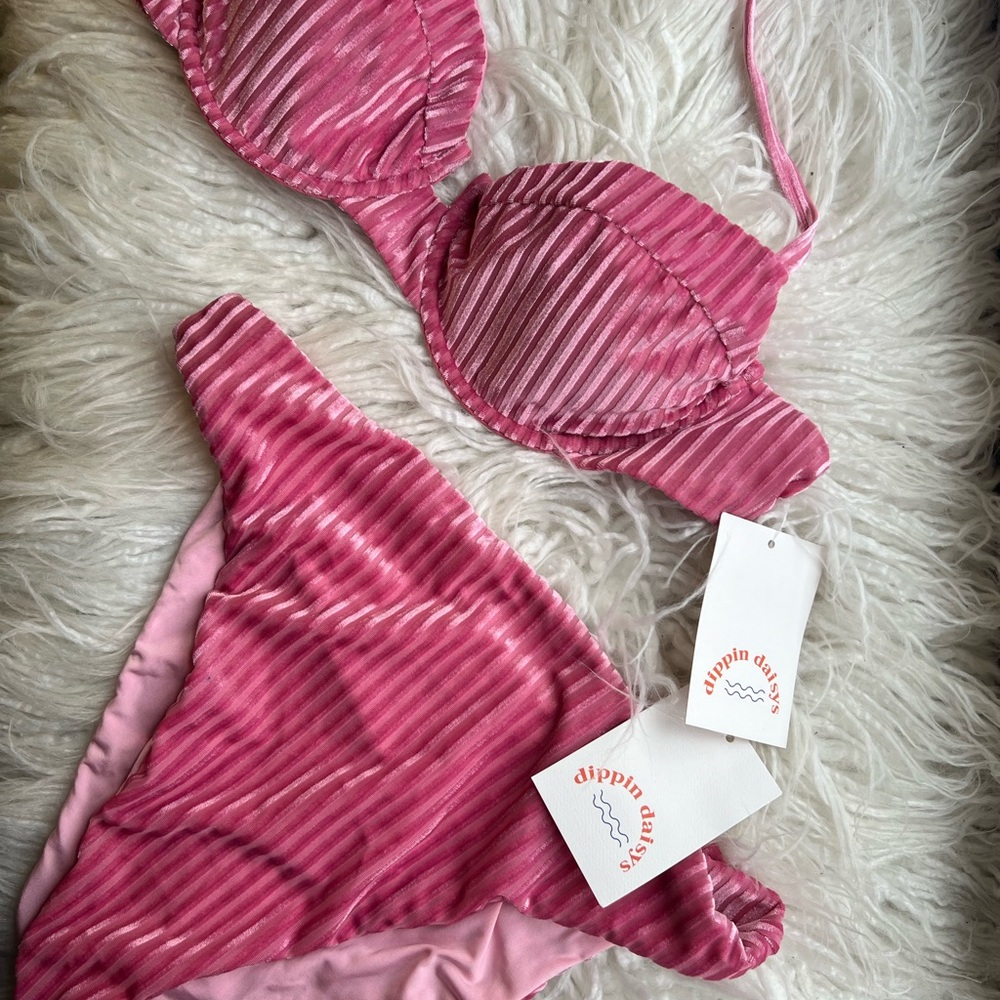 Dippin' Daisy's Pink Striped Bikini Set